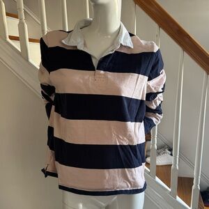 J Crew Pink and Navy Rugby Shirt size XL